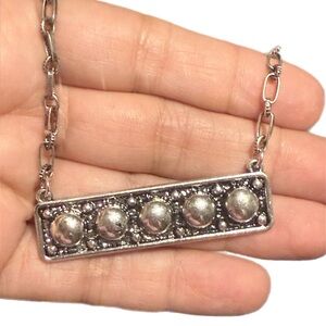 🔥Bar Style Silver Tone Ball/Stud/Bubble Bead Pendant Necklace🔥BRAND NEW!